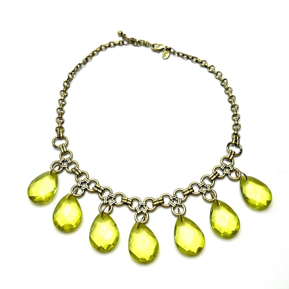Lia Sophia Statement Bib Necklace with Lime Faceted Crystal Drops  — Y2K EUC - Picture 4 of 8